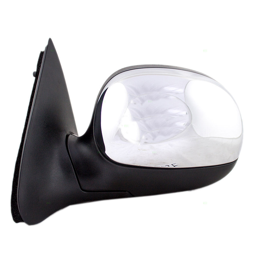 Drivers Manual Side View Contour Type Mirror with Chrome Cover Replacement for 1997-2002 F150 F250 Light Duty Pickup Truck