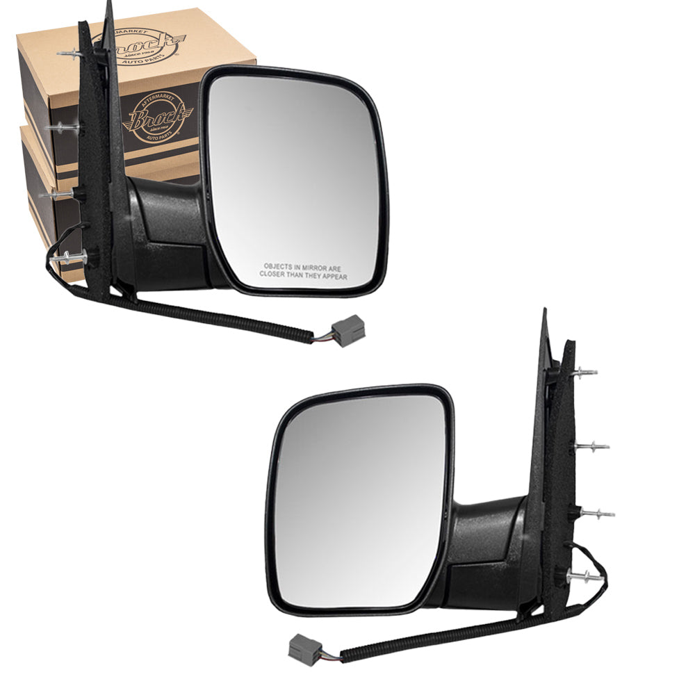 Driver and Passenger Power Side View Sail Type Mirrors with Single Glass Replacement for 2002-2008 E-Series Van 7C2Z17683AA 7C2Z17682AA