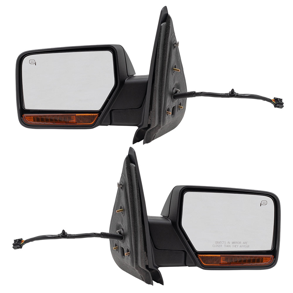 Brock Aftermarket Replacement Part Driver and Passenger Side Power Mirrors Paint to Match Black with Heat, Signal, Memory, Puddle Light and Power Folding Compatible with 2007-2008 Expedition