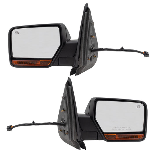 Brock Aftermarket Replacement Part Driver and Passenger Side Power Mirrors Paint to Match Black with Heat, Signal, Memory, Puddle Light and Power Folding Compatible with 2007-2008 Expedition