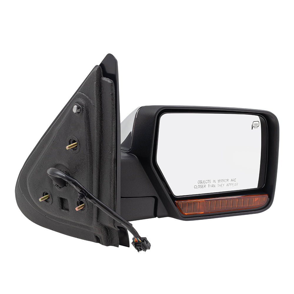BROCK Power Folding Side Mirror Replacement for 2007-2008 Ford Expedition Passengers Heated Chrome Cap Signal Memory Puddle Lamp 8L7Z17682AA 8L7Z 17682 AA