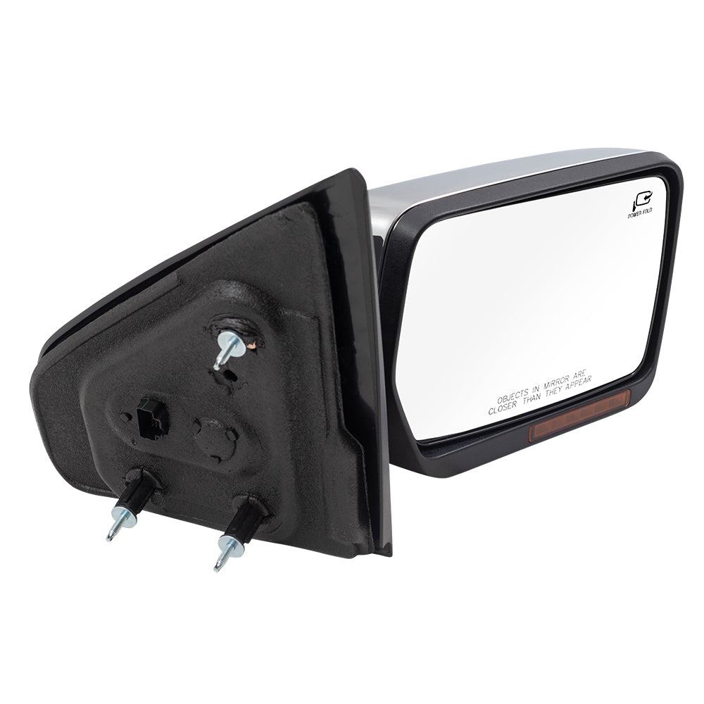 BROCK Pair Power Mirrors Replacement for 2007-2008 Ford F-150 Pickup Truck Driver and Passenger Set Chrome Pedestal Type Power Folding Heated Signal Memory Puddle Lamp 8L3Z17683AA 8L3Z17682AA