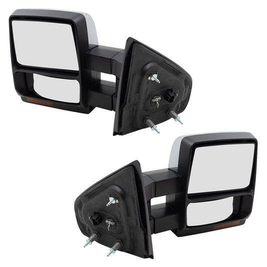 Tow Mirrors fit 08-14 Ford F150 Pickup Power Heated Memory Signal Chrome Set