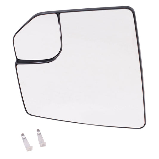 Brock Aftermarket Replacement Driver Left Mirror Glass & Base with Spotter Glass without Heat Compatible with 2015-2020 Ford F-150