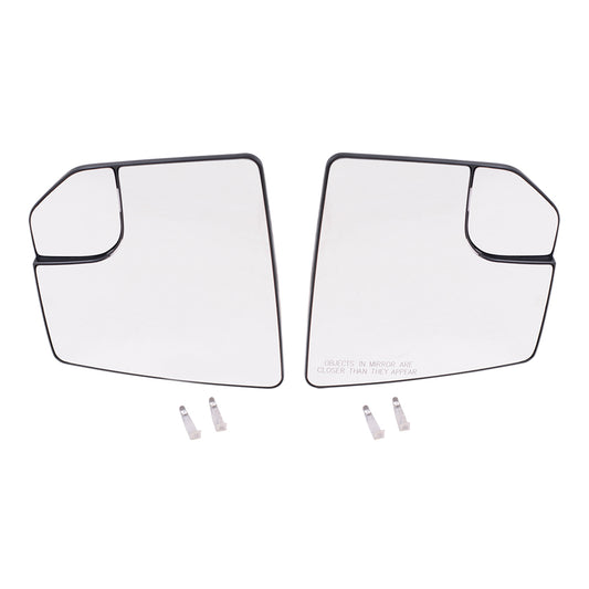 Brock Aftermarket Replacement Driver Left Passenger Right Mirror Glass and Base Set with Spotter Glass without Heat Compatible with 2015-2020 Ford F-150