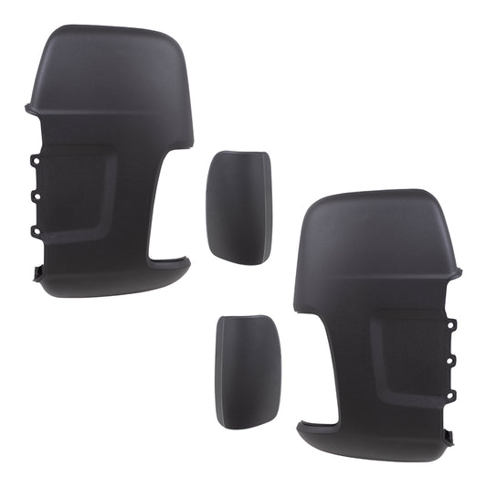 Brock Replacement Driver and Passenger Side Long Mirror Arm Covers and Turn Signal Hole Covers Textured Black 4 Piece Set Compatible with 2015-2020 Transit