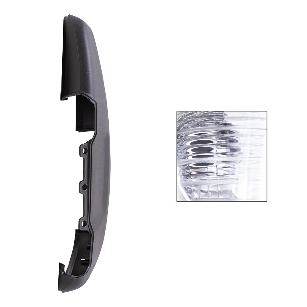 Brock Replacement Driver Side Long Mirror Arm Turn Signal Light and Mirror Arm Cover Textured Black Compatible with 2015-2020 Transit