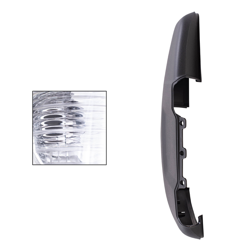 Brock Replacement Passenger Side Long Mirror Arm Turn Signal Light and Mirror Arm Cover Textured Black Compatible with 2015-2020 Transit