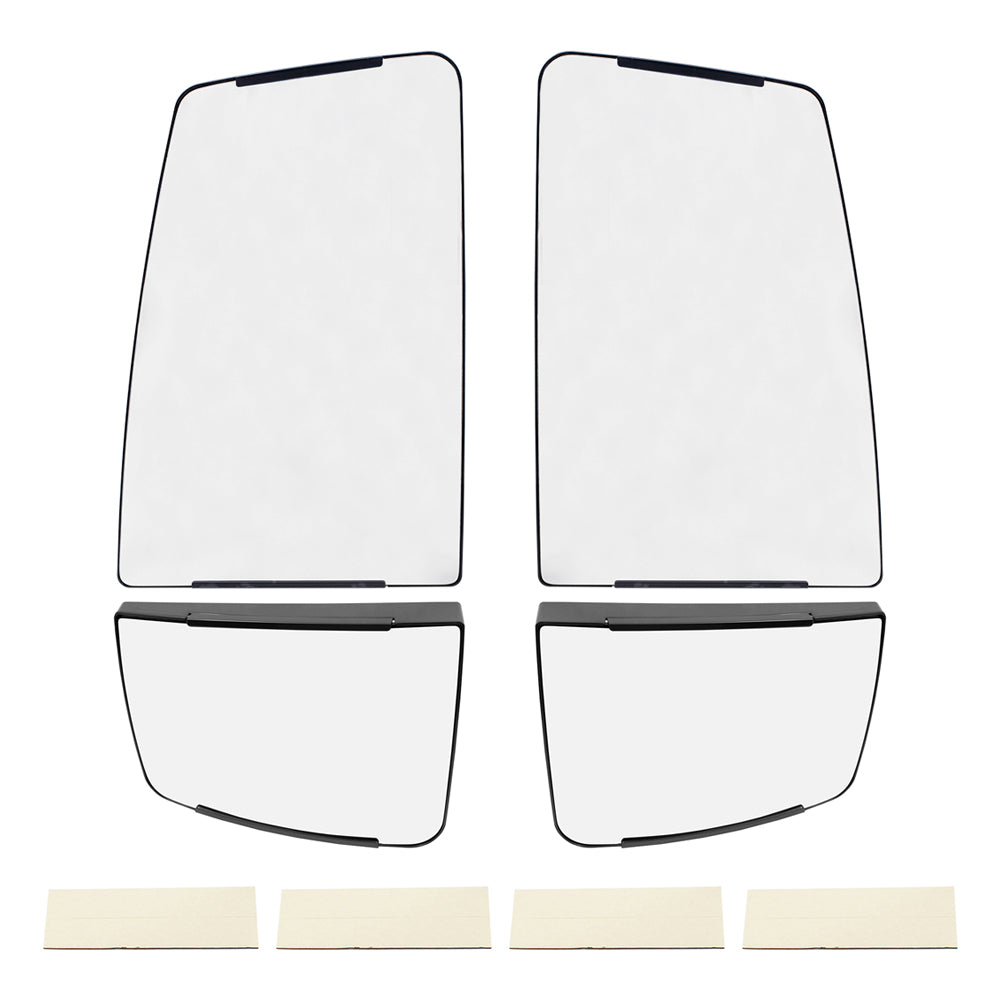 Brock Aftermarket Replacement Driver Left Passenger Right Upper and Lower Manual Tow Mirrors Glass and Base without Heat 4 Piece Set Compatible with 2016-2019 Ford F-650 SD