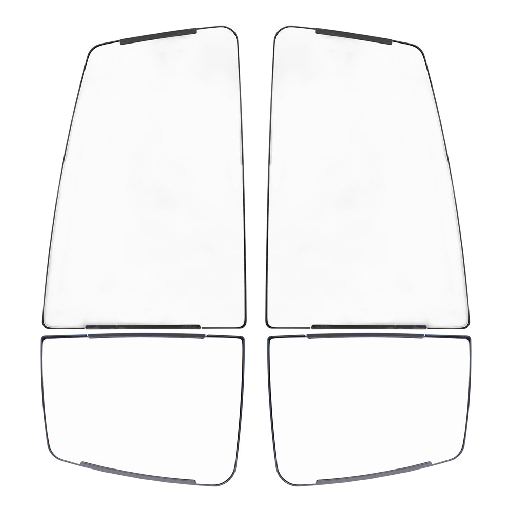 Brock Aftermarket Replacement Driver Left Passenger Right Upper and Lower Manual Tow Mirrors Glass and Base without Heat 4 Piece Set Compatible with 2016-2019 Ford F-650 SD