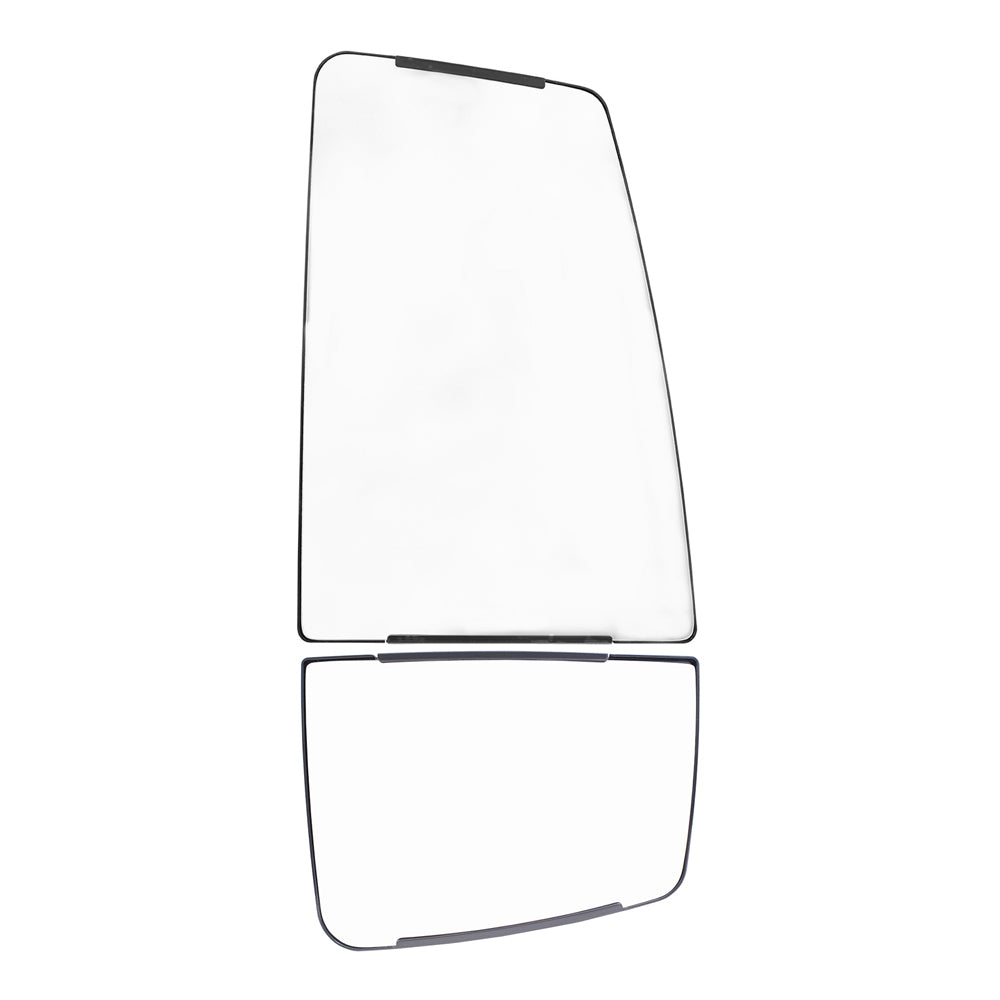 Brock Aftermarket Replacement Passenger Right Upper and Lower Manual Tow Mirrors Glass & Base Set without Heat Compatible with 2016-2019 F-650 SD