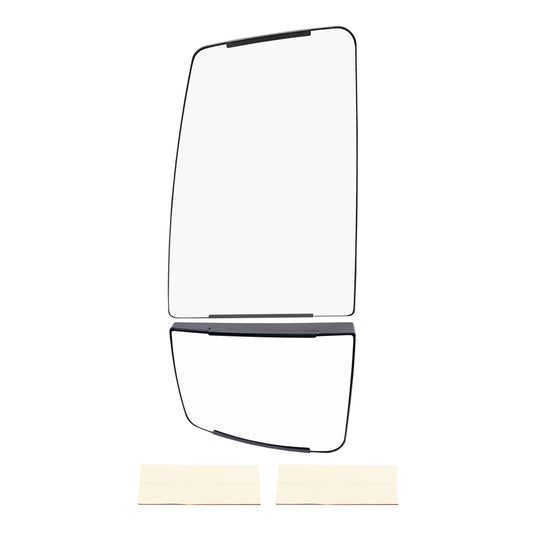 Brock Aftermarket Replacement Driver Side Upper and Lower Power Tow Mirrors Glass & Base Set without Heat Compatible with 2016-2019 F-650 SD & 2016-2019 F-750 SD