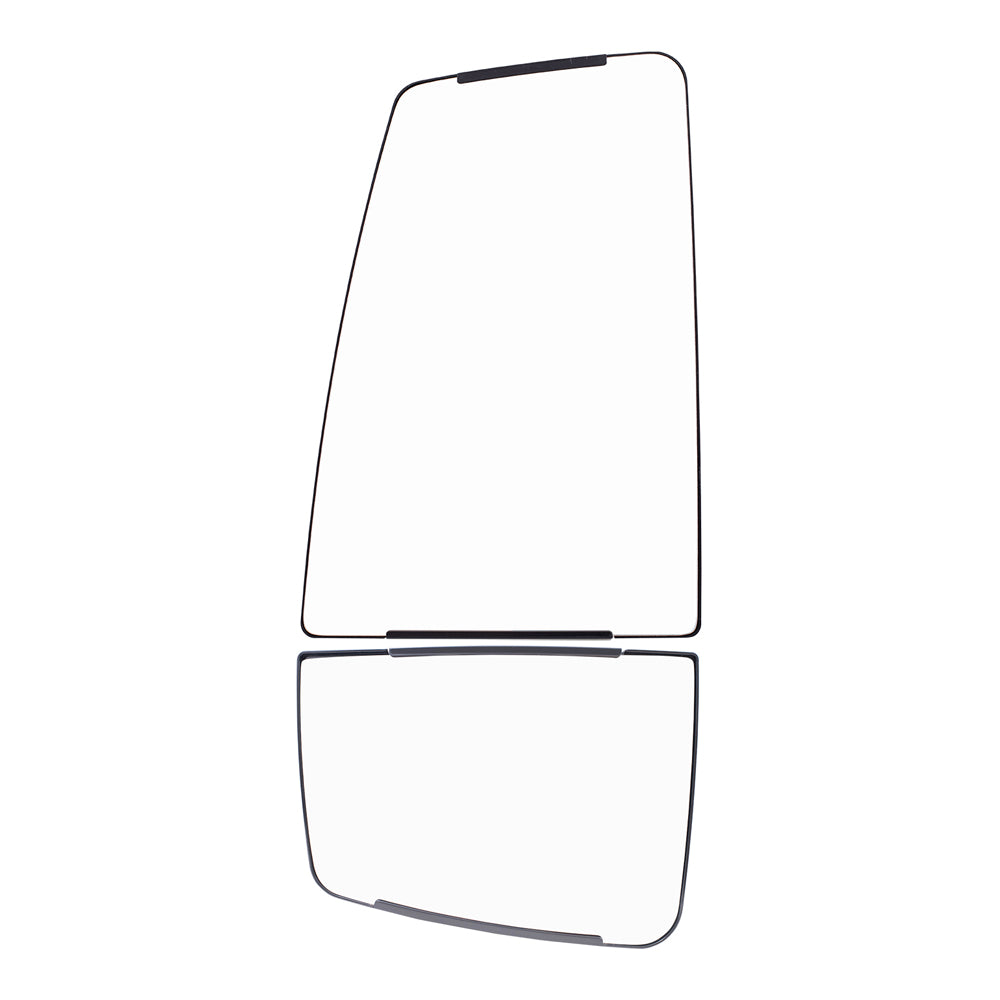 Brock Aftermarket Replacement Driver Side Upper and Lower Power Tow Mirrors Glass & Base Set without Heat Compatible with 2016-2019 F-650 SD & 2016-2019 F-750 SD