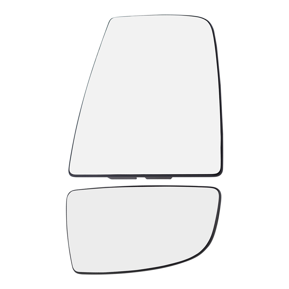 Brock Replacement Passenger Side Upper and Lower Tow Mirrors Glass & Base Set Compatible with 2015-2020 Transit