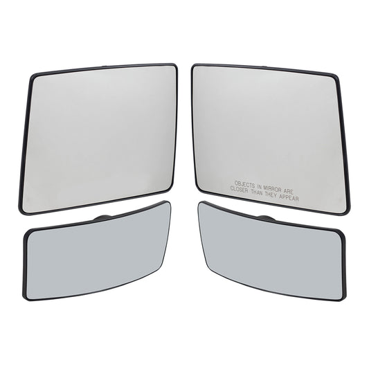 Brock Replacement Drivers and Passengers Upper and Lower Tow Mirror Glasses and Bases with Heat Compatible with 07-12 F150 F-150