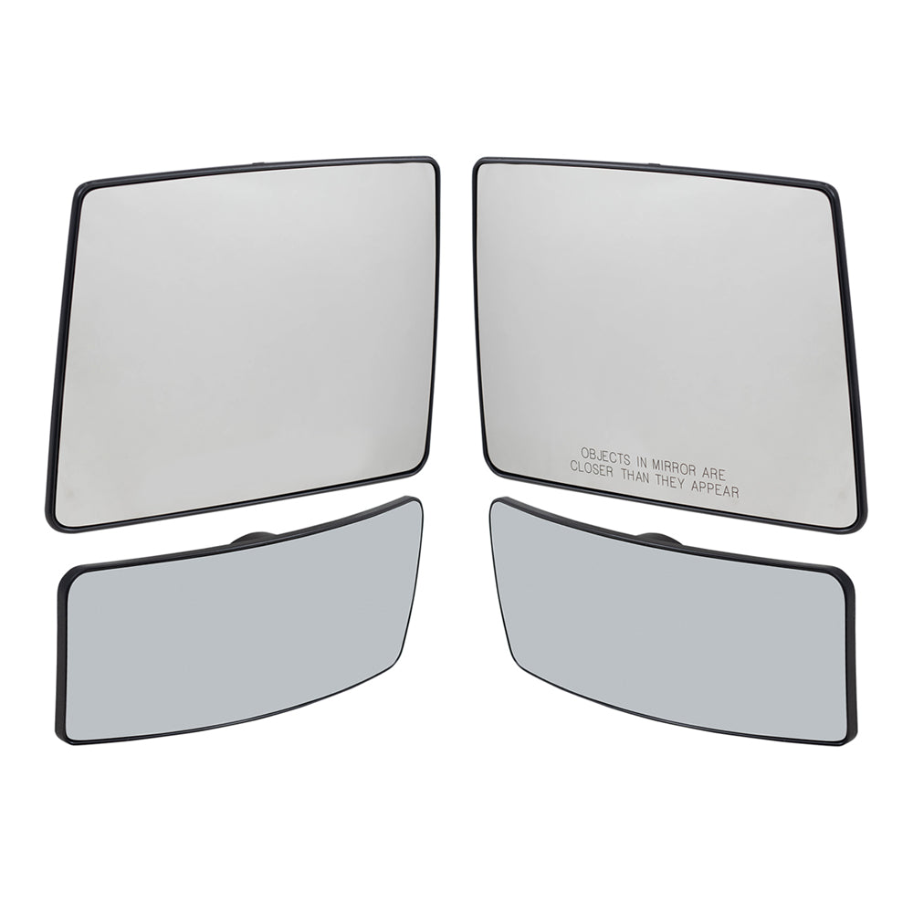 Brock Replacement Drivers and Passengers Upper and Lower Tow Mirror Glasses and Bases with Heat Compatible with 07-12 F150 F-150