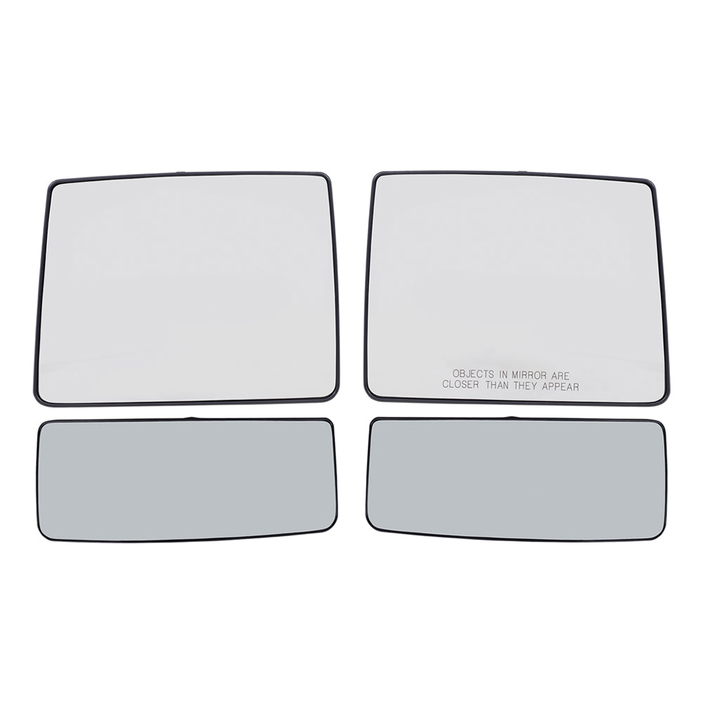 Brock Replacement Drivers and Passengers Upper and Lower Tow Mirror Glasses and Bases with Heat Compatible with 07-12 F150 F-150
