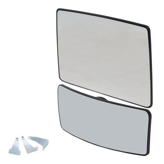 Brock Replacement Drivers Upper and Lower Tow Mirror Glass and Bases without Heat Compatible with 07-12 F150 F-150