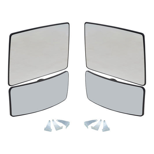 Brock Replacement Drivers and Passengers Upper and Lower Tow Mirror Glass and Bases w/o Heat Compatible with 07-12 F150 F-150