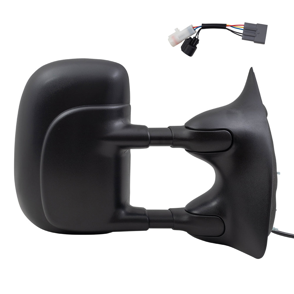 Brock Replacement Set of Telescopic Tow Mirrors Power Heat Double Swing & Adapters Compatible with 1999-2007 F250 F350 F450 F550 Super Duty Pickup Truck