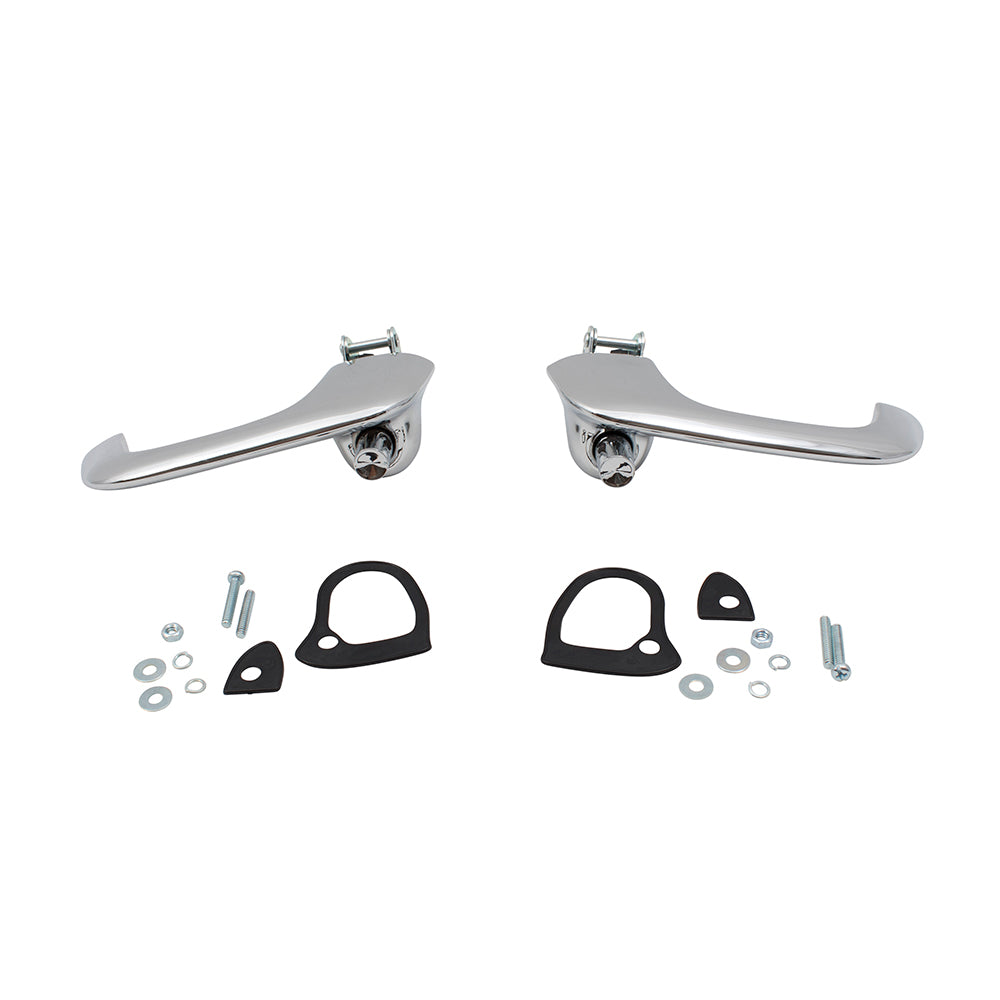 Brock Replacement Set of Outside Chrome Door Handles w/ Gaskets & Hardware Compatible with 67-68 Mustang Cougar C7ZZ6522404A C7ZZ6522405A