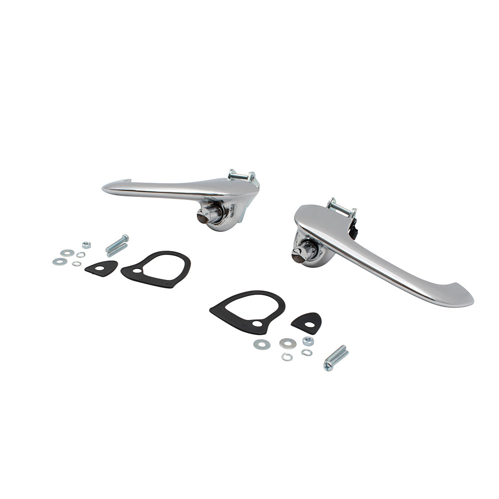 Brock Replacement Set of Outside Chrome Door Handles w/ Gaskets & Hardware Compatible with 67-68 Mustang Cougar C7ZZ6522404A C7ZZ6522405A