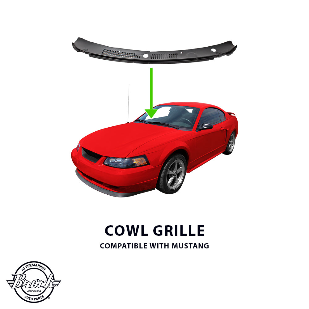 Brock Replacement 2 IMPROVED Windshield Wiper Cowl Vent Grilles 2-Piece Panels Hoods Replacement for 99-04 Mustang 3R3Z6302228AAA