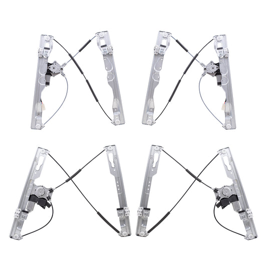 Brock Aftermarket Replacement Part Driver & Passenger Side Power Window Regulators w/Motor 4 Piece Set Compatible with 2011-2014 Ford F-150 Crew Cab ONLY