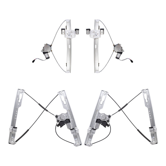 Brock Aftermarket Replacement Part Driver & Passenger Side Power Window Regulators w/Motor 4 Piece Set Compatible with 2011-2014 Ford F-150 Extended Cab ONLY