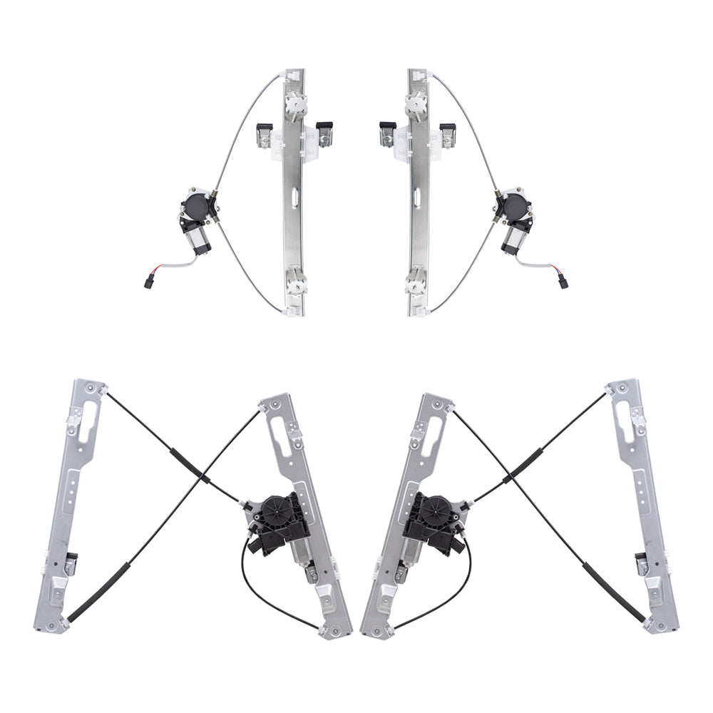 Brock Aftermarket Replacement Part Driver & Passenger Side Power Window Regulators w/Motor 4 Piece Set Compatible with 2011-2014 Ford F-150 Extended Cab ONLY