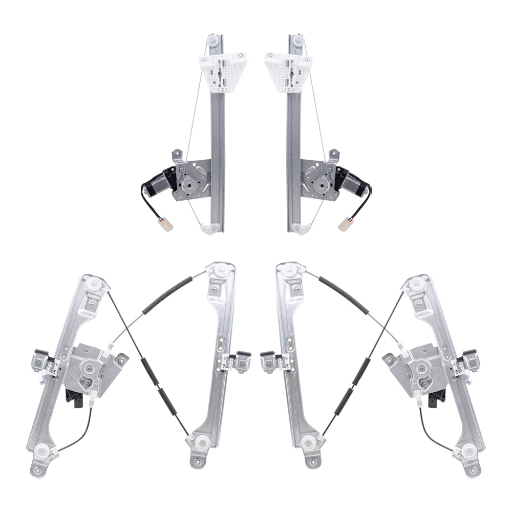 Brock Aftermarket Replacement Driver Left Passenger Right Power Window Regulators Set with Motor 4 Piece Set Compatible with 2013-2019 Ford Escape