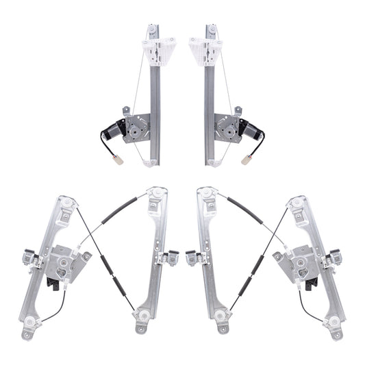 Brock Aftermarket Replacement Driver Left Passenger Right Power Window Regulators Set with Motor 4 Piece Set Compatible with 2013-2019 Ford Escape