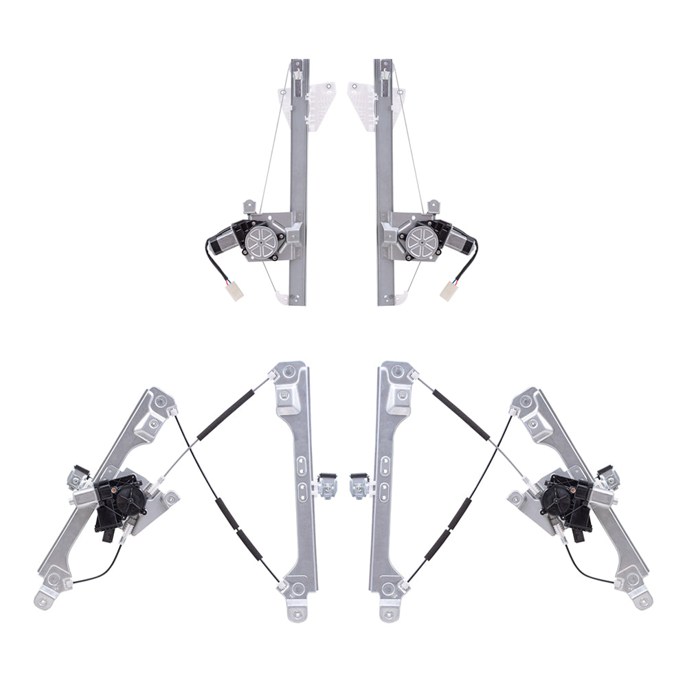 Brock Aftermarket Replacement Driver Left Passenger Right Power Window Regulators Set with Motor 4 Piece Set Compatible with 2013-2019 Ford Escape