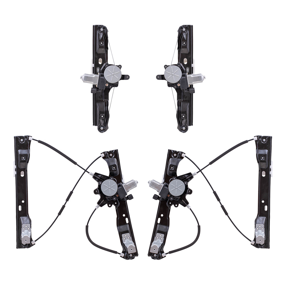 Brock Replacement Driver and Passenger Side Power Window Regulators with Motor, 2 Pin Connector and One Touch Open 4 Piece Set Compatible with 2012-2018 Focus