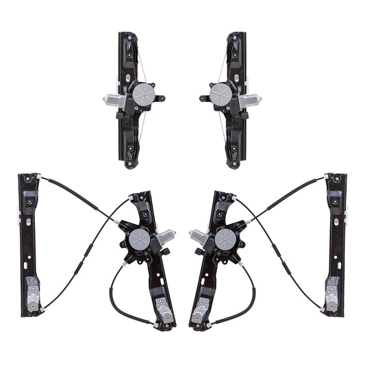 Brock Replacement Driver and Passenger Side Power Window Regulators with Motor, 2 Pin Connector and One Touch Open 4 Piece Set Compatible with 2012-2018 Focus