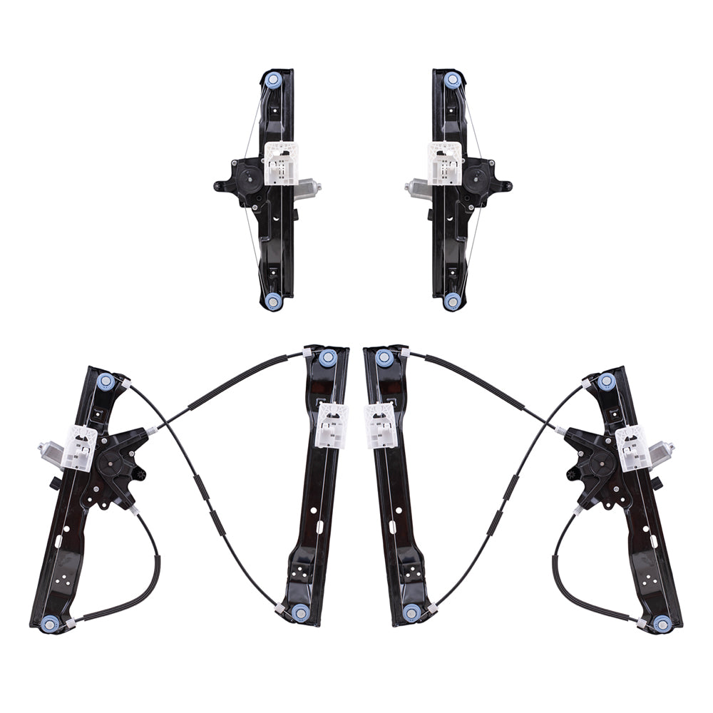 Brock Replacement Driver and Passenger Side Power Window Regulators with Motor, 2 Pin Connector and One Touch Open 4 Piece Set Compatible with 2012-2018 Focus