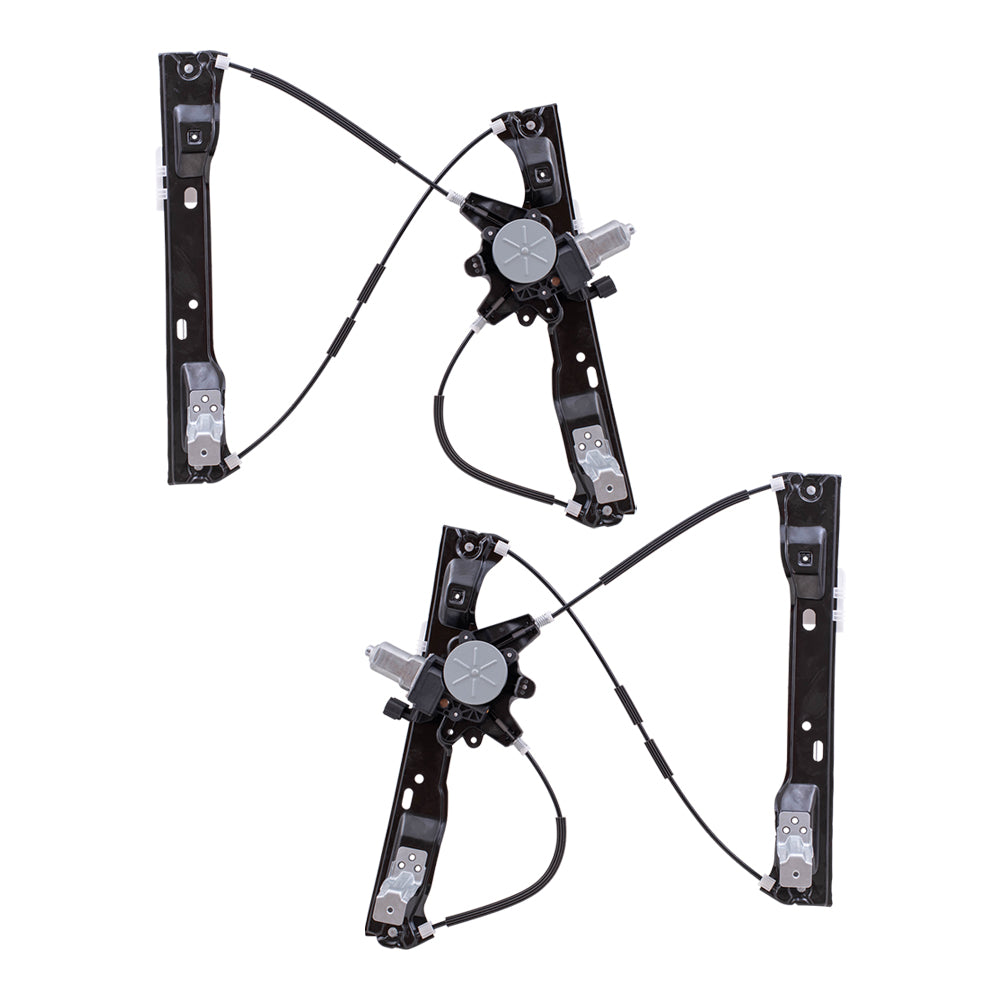 Brock Replacement Front Driver and Passenger Side Power Window Regulators with Motor-2 Pin Connector and One Touch Open Compatible with 2012-2018 Focus