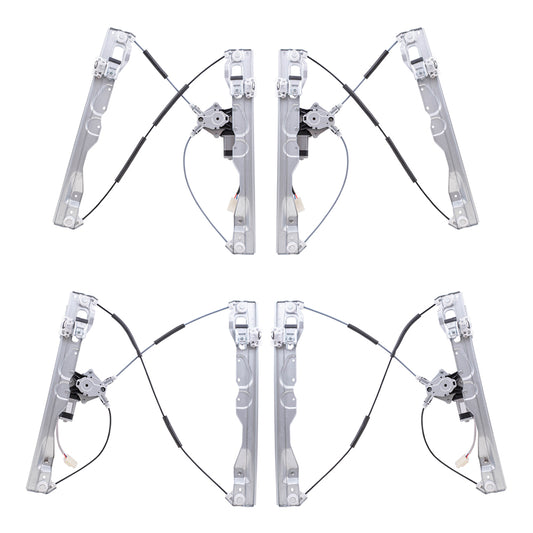 Brock Aftermarket Replacement Front and Rear Power Window Regulators with Motor 4 Piece Set Compatible with 2009-2010 Ford F-150