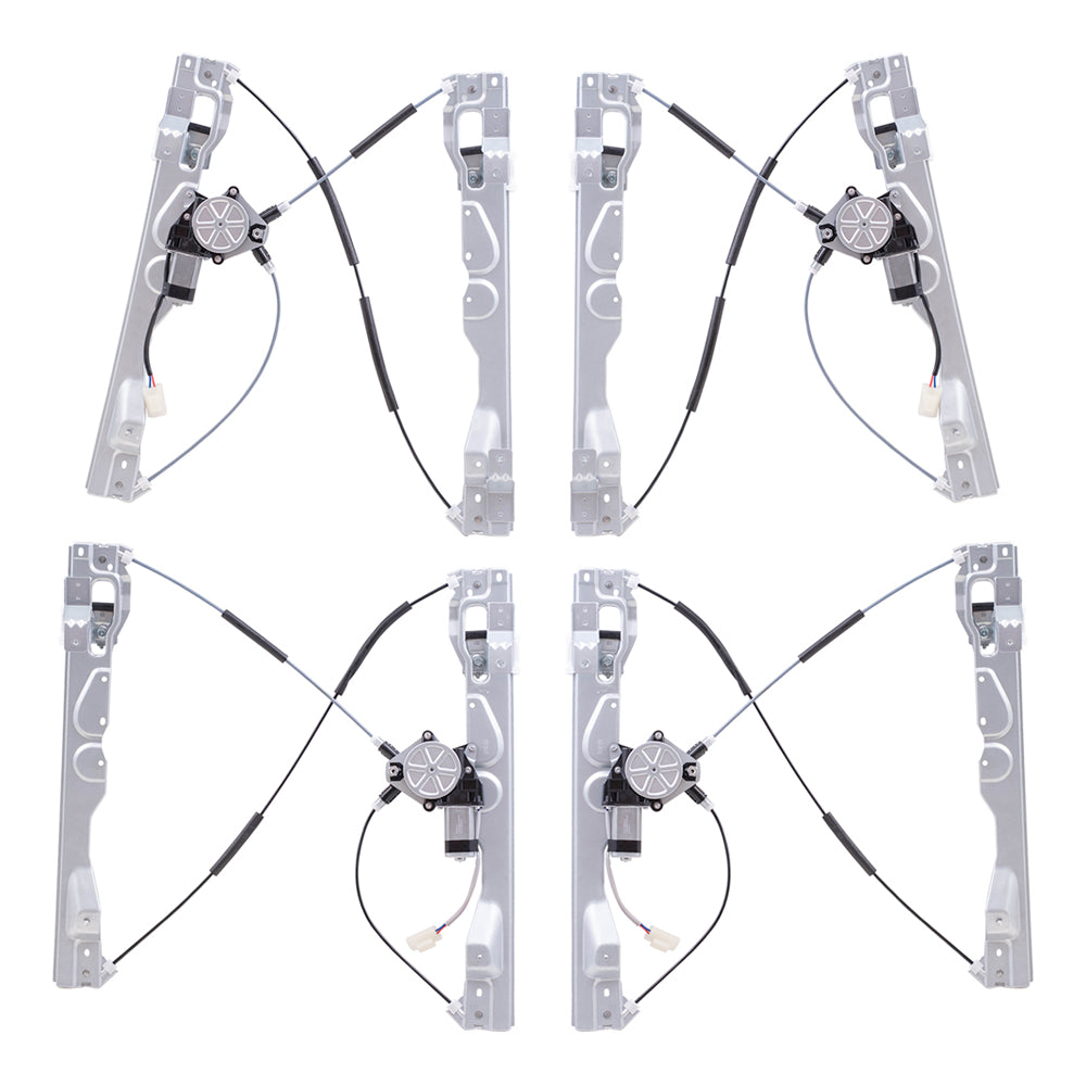 Brock Aftermarket Replacement Front and Rear Power Window Regulators with Motor 4 Piece Set Compatible with 2009-2010 Ford F-150