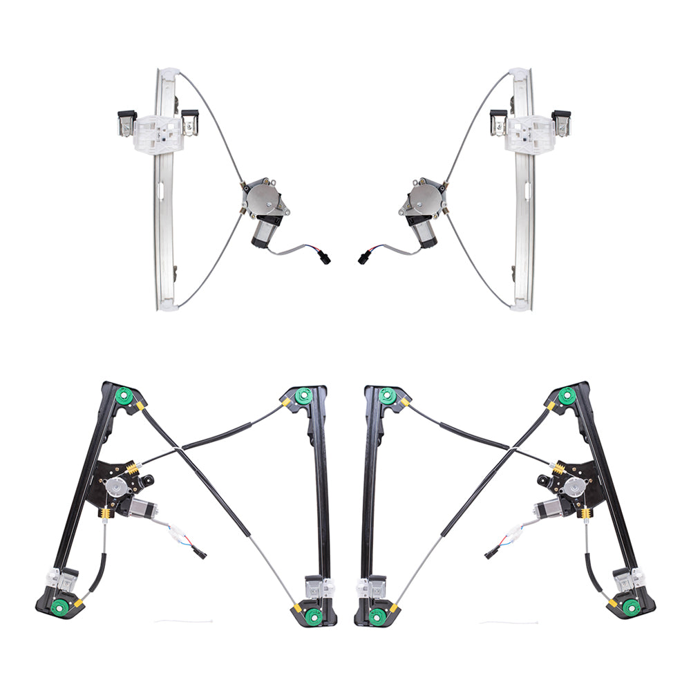 Brock Aftermarket Replacement Front and Rear Power Window Regulators with Motor 4 Piece Set Compatible with 2004-2008 Ford F-150