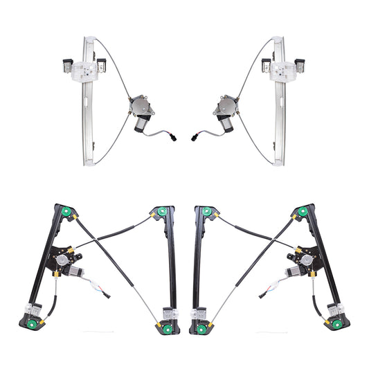 Brock Aftermarket Replacement Front and Rear Power Window Regulators with Motor 4 Piece Set Compatible with 2004-2008 Ford F-150