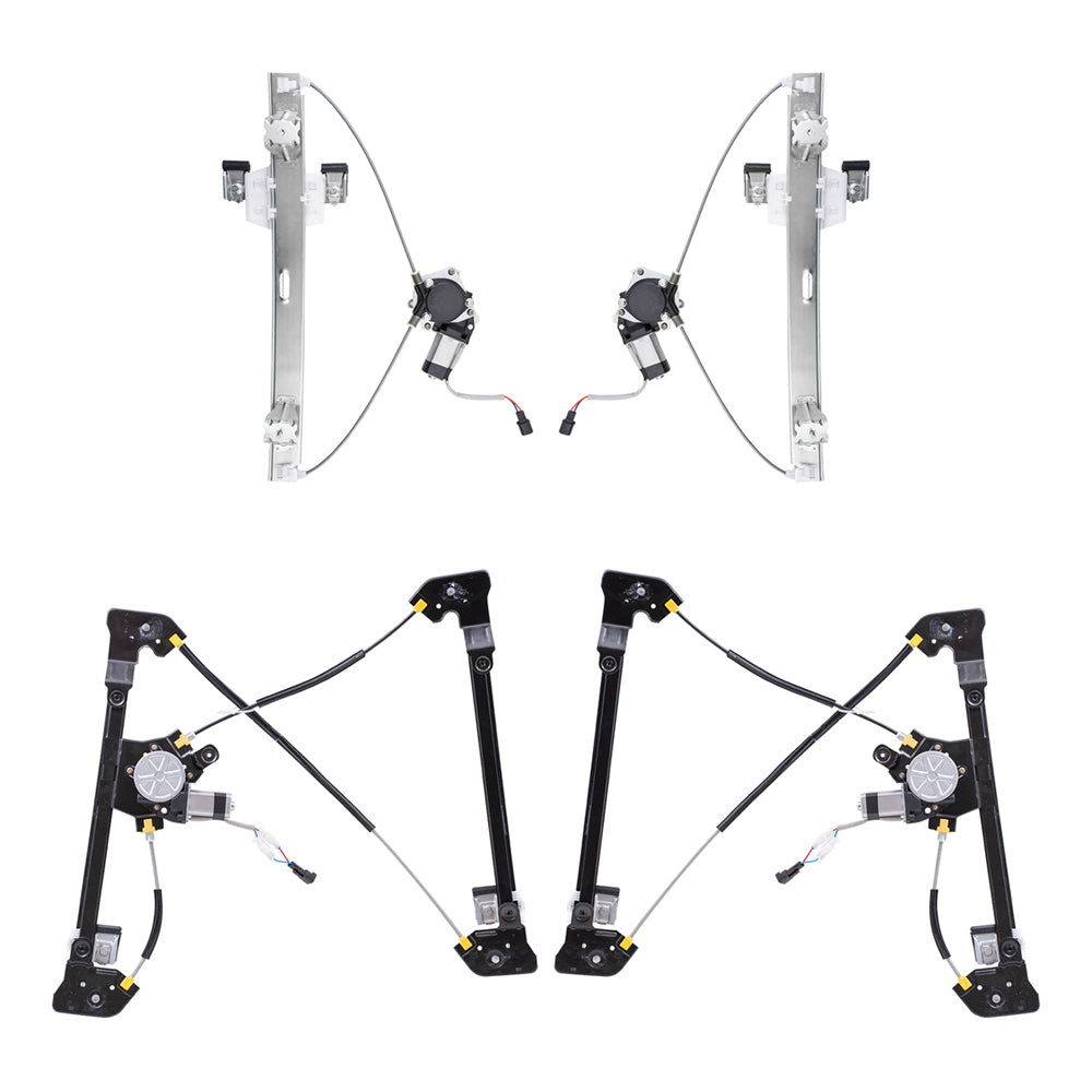 Brock Aftermarket Replacement Front and Rear Power Window Regulators with Motor 4 Piece Set Compatible with 2004-2008 Ford F-150