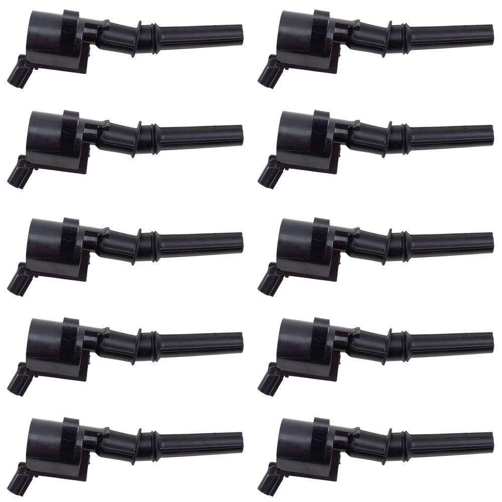 Brock Replacement Set of 10 Ignition Spark Plug Coil Compatible with 1997-2003 Ford Light Duty