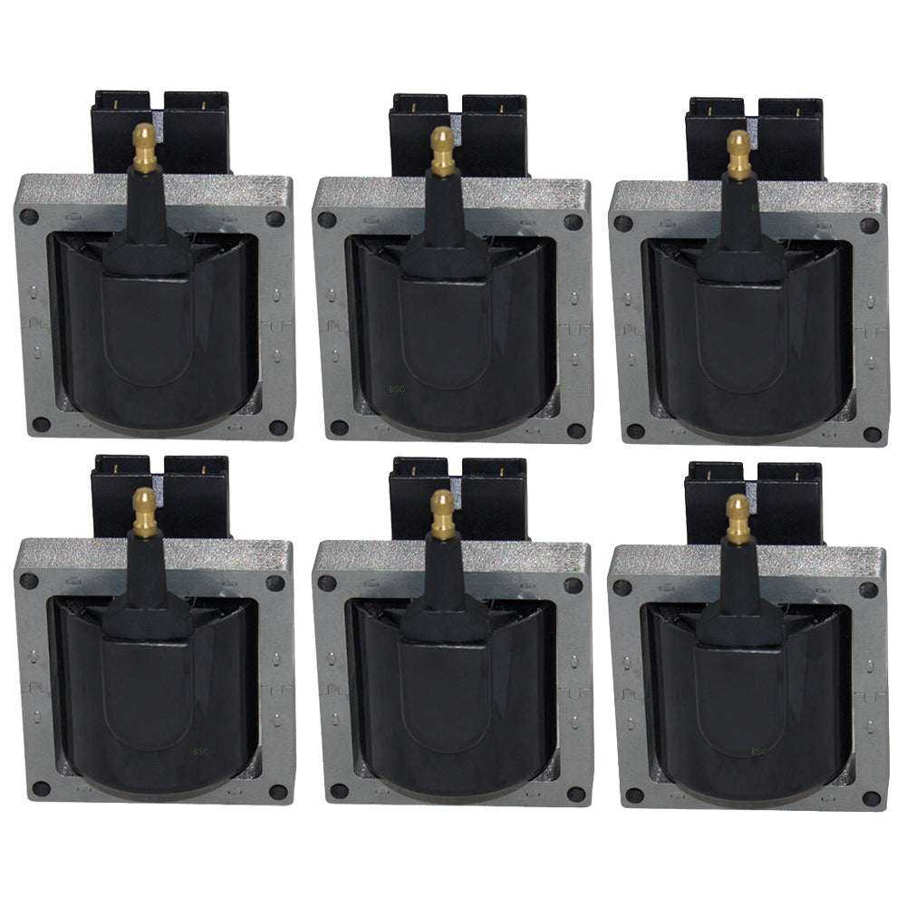 Brock Replacement 6 Piece Set Square Ignition Spark Plug Coils Compatible with 1986-1997 Aerostar Van 6 cylinder