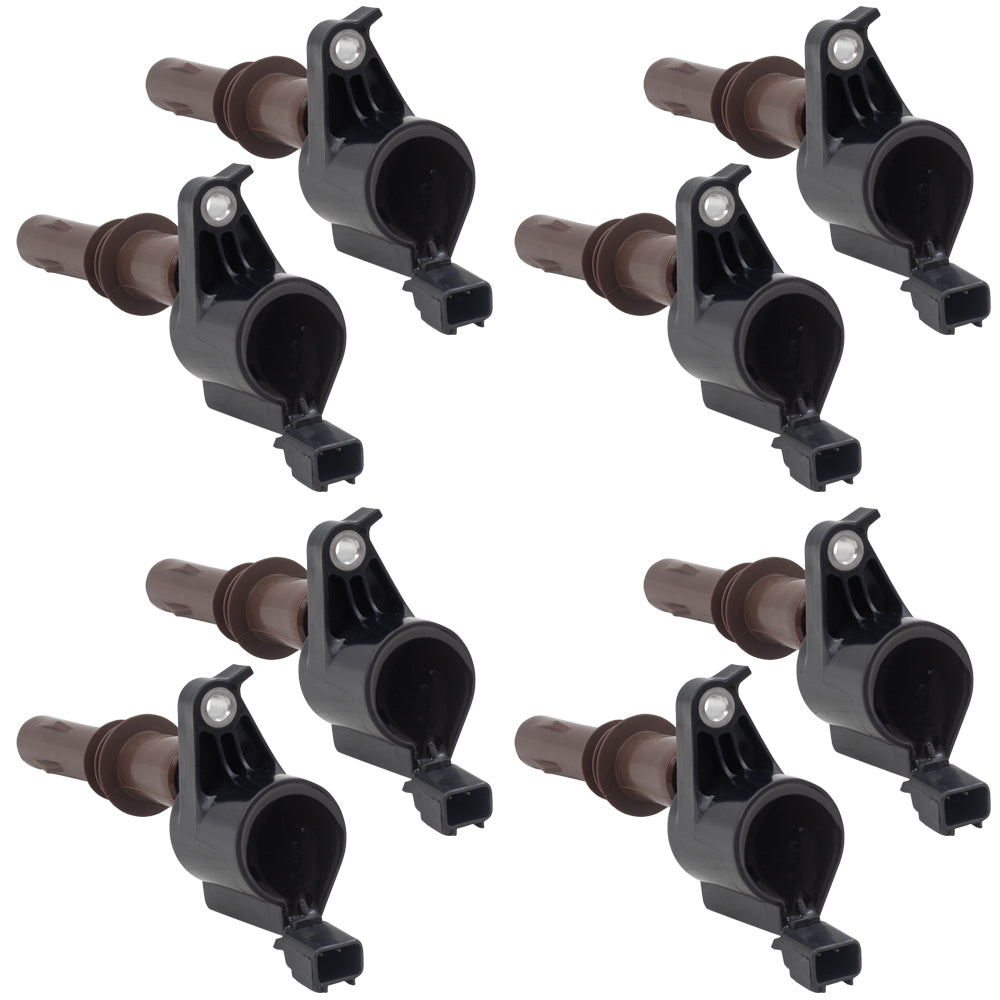 Brock Replacement 8 Pc Set Ignition Coils with Brown Boots Compatible with 2008-2010 Ford F-150