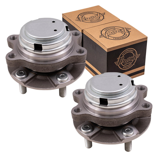 Brock Replacement Set Front Hubs & Wheel Bearings Compatible with 2008-2013 G37 Coupe Sedan with Rear-Wheel Drive