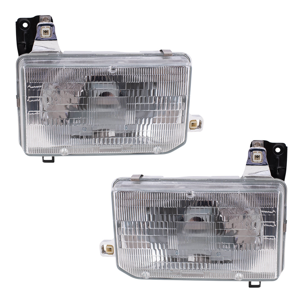 Brock Replacement Driver and Passenger Composite Headlights Headlamps Compatible with 87-95 Pathfinder Pickup Truck B606041G00 B601041G00
