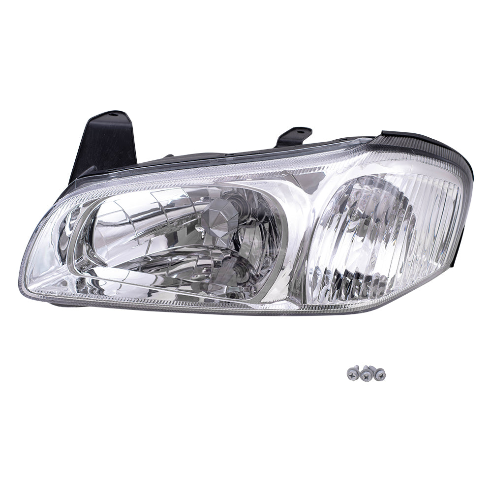 Drivers Headlight Assembly for 00-01 Nissan Maxima - Chrome Bezel