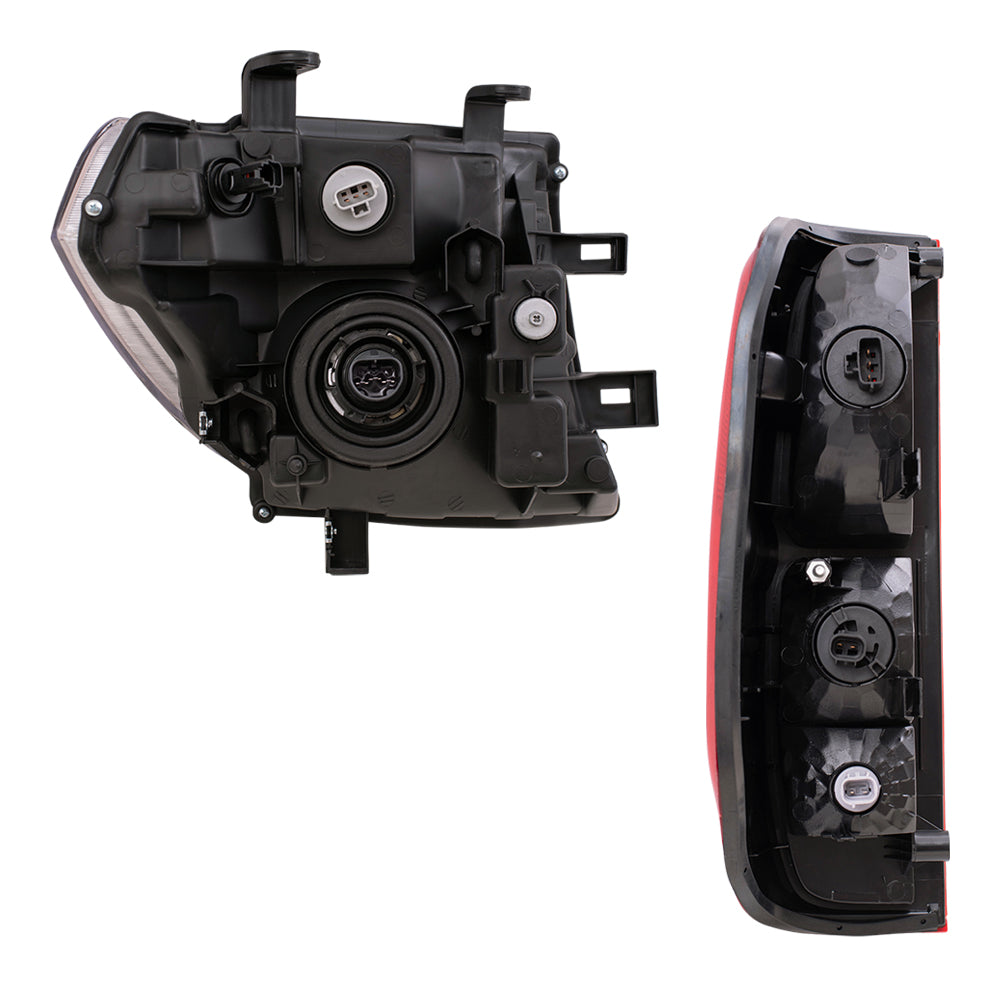 Brock Replacement Halogen Headlights with Tail Lights Compatible with 2005 2006 2007 2008 Frontier