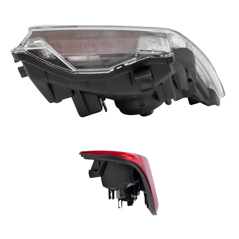 Brock Replacement Halogen Headlights with Tail Lights Compatible with 2005 2006 2007 2008 Frontier